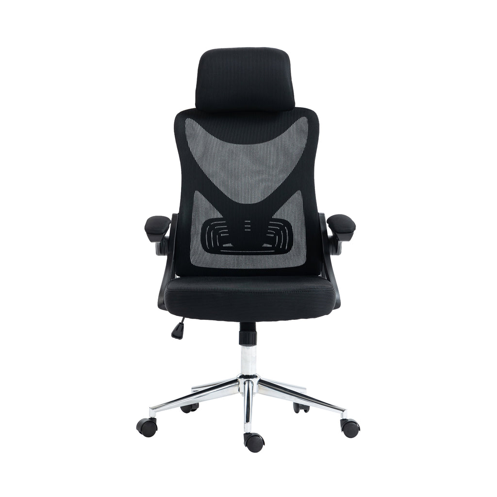 Techni Mobili Essential Ergonomic Office Chair with Lumbar Support & Adjustable Headrest, Black RTA-3263C-BK
