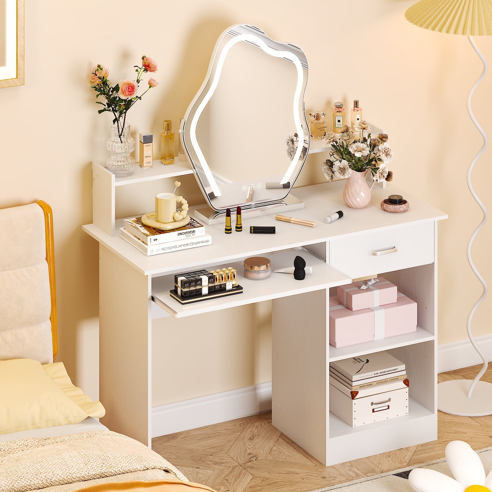 Ktaxon Computer Desk Home Office Workstation Laptop Table Drawer Shelf Furniture White