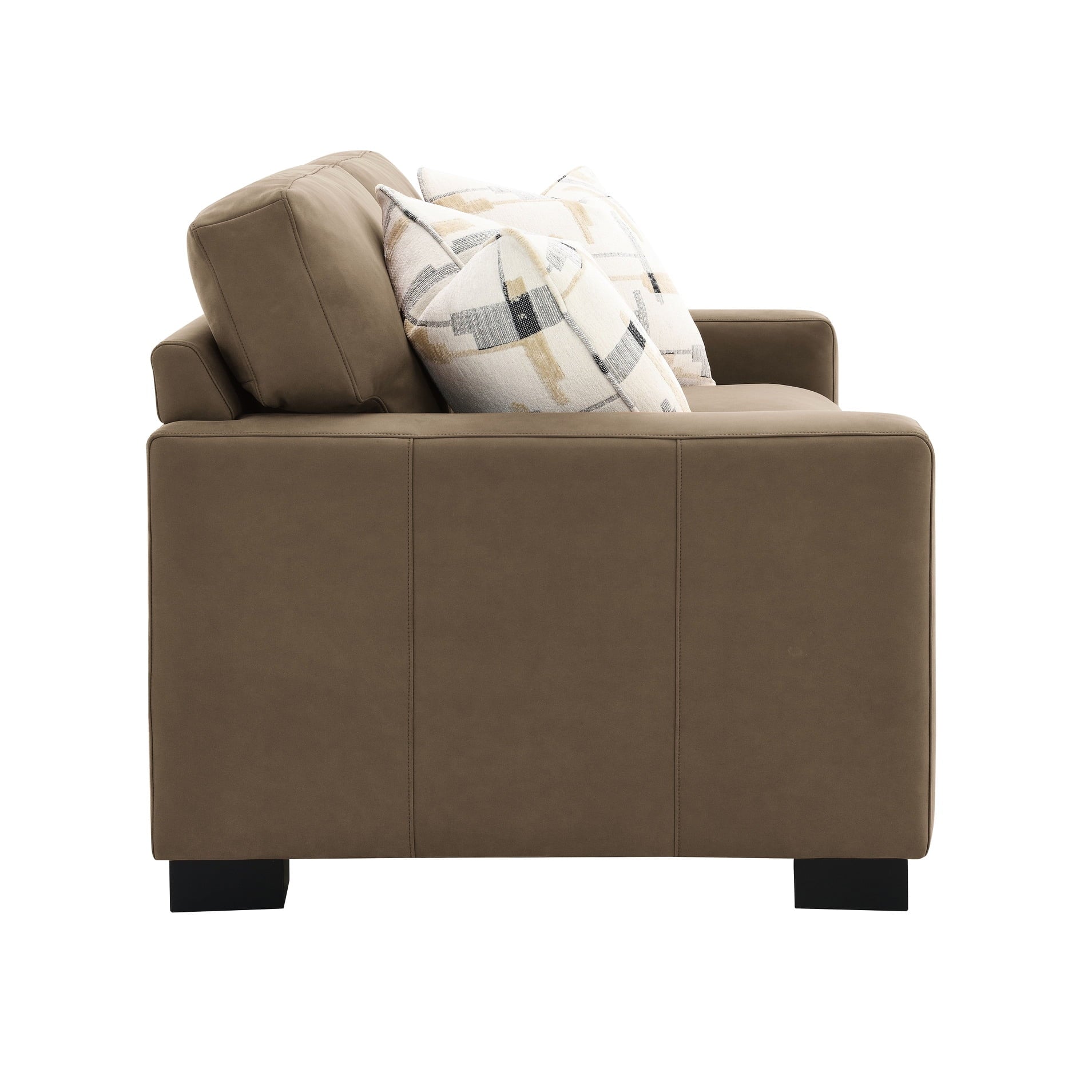 In Brown Suede, Plywood Construction, 3 Pillows, 18" Back Height, 39.64 In. Depth, Wooden Frame Suede Fabric With Pocket Coil Seat, 53" Seat Width, 106.39 Lb Weight,