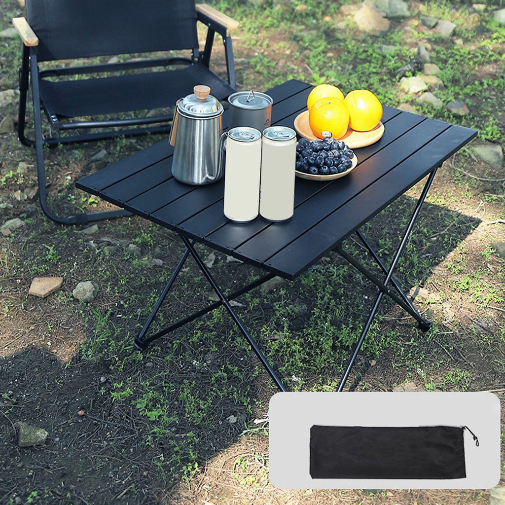 Oneshit Outdoor iron tabletop folding table Iron tabletop portable roller shutter table with large capacity storage bag Outdoor mini folding table suitable for camping Spring Clearance