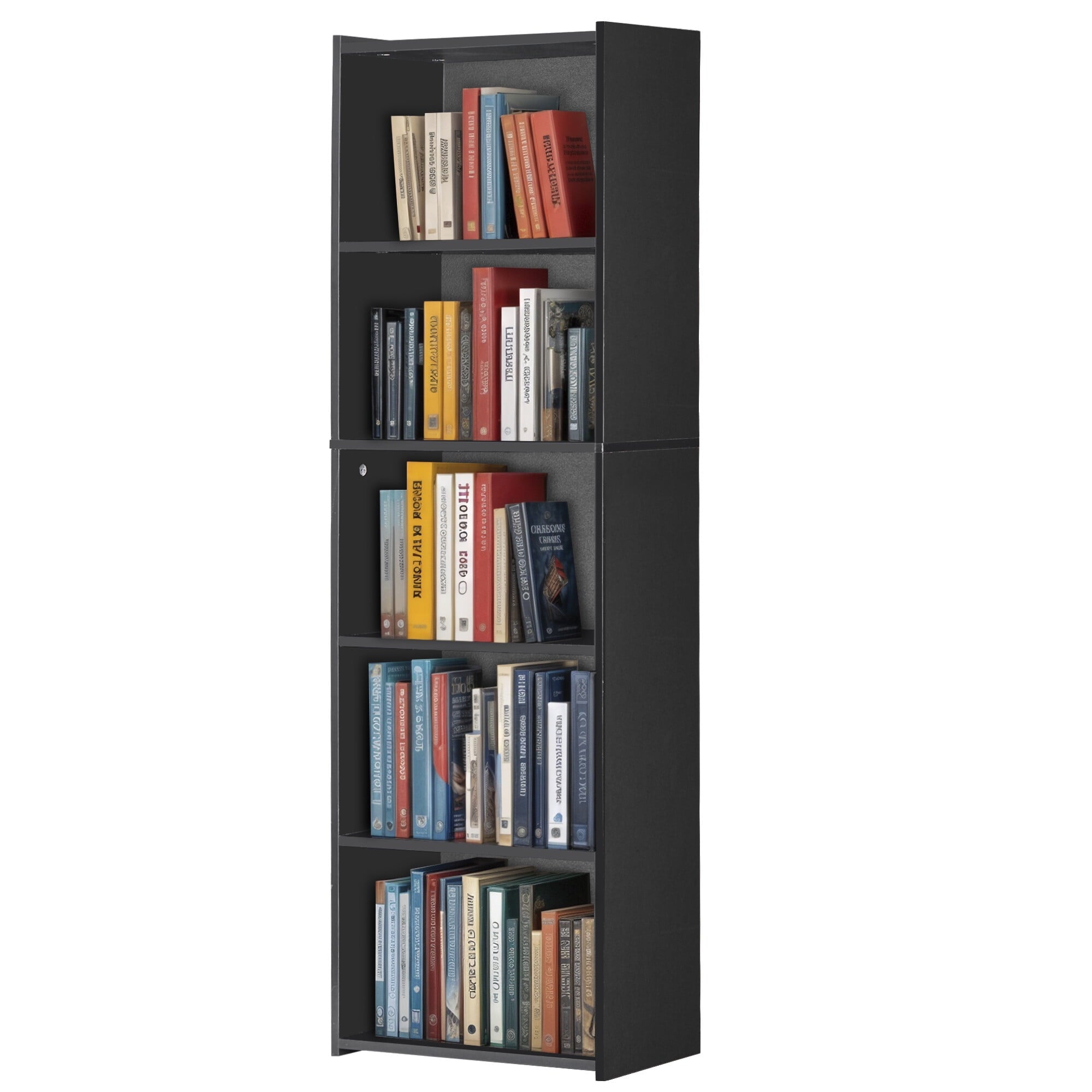 ZENSTYLE 5 Tier Bookcase Bookshelf Storage Wall Shelf Organizer Display Stand Home Office Black