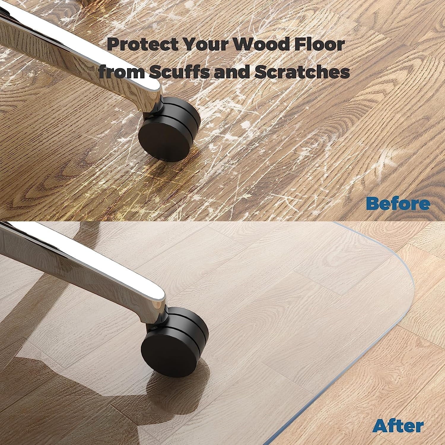 Yecaye PVC Heavy Duty Desk Chair Floor Mat for Hardwood Floor 36" x 48", Home Office Protector Mat, Clear