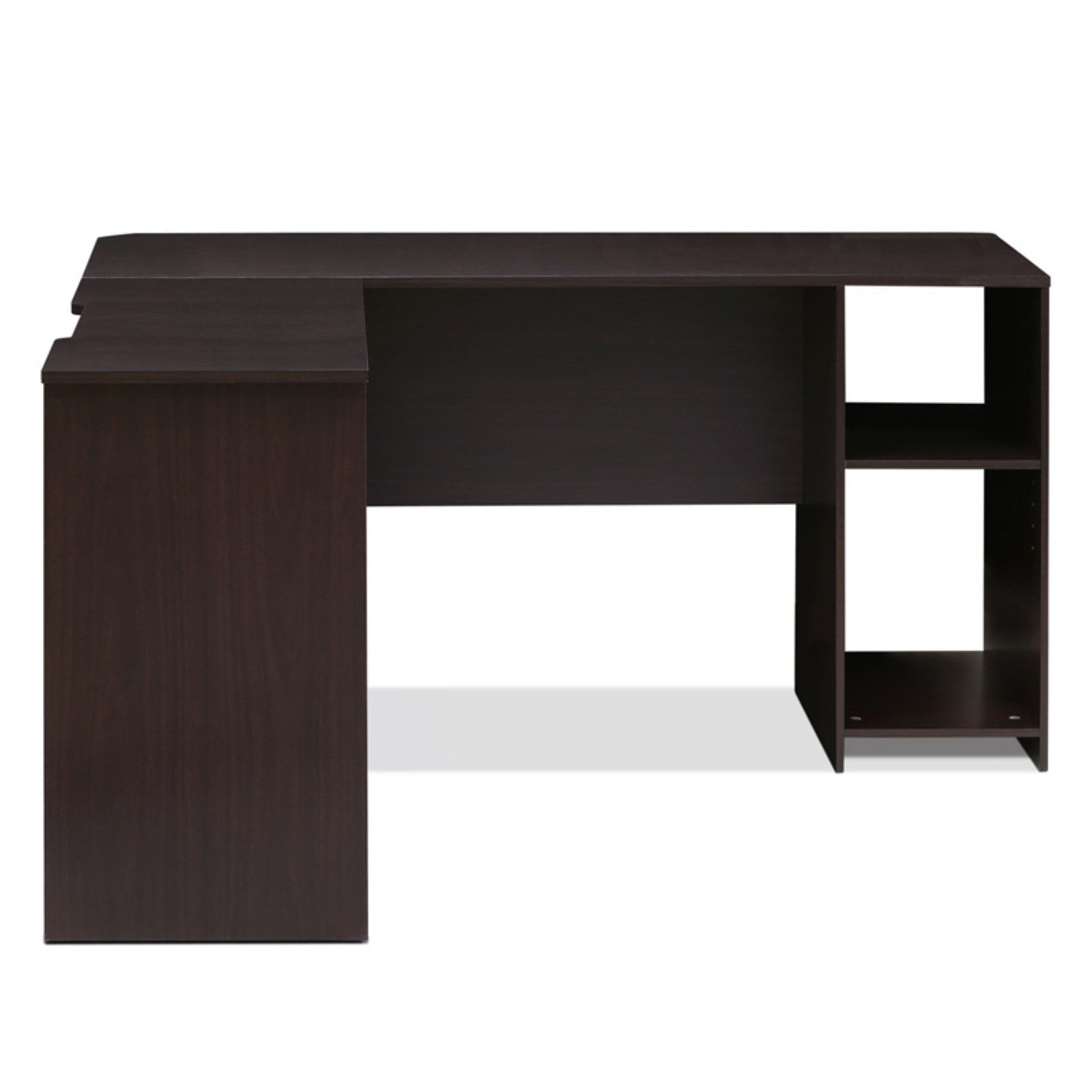 Furinno Indo L-Shaped Desk with Bookshelves, Espresso