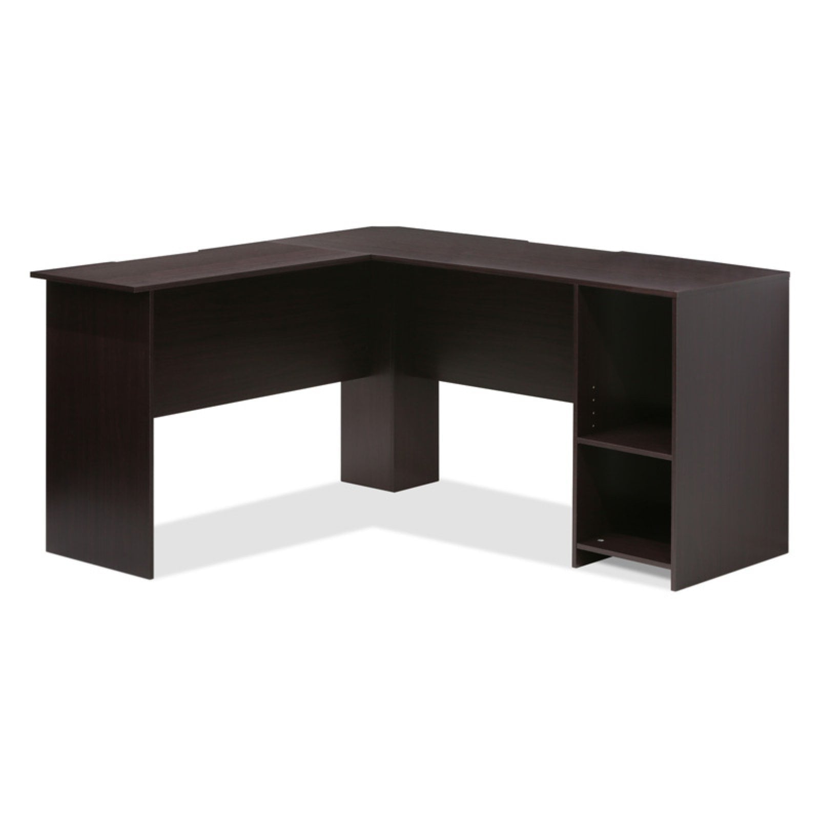 Furinno Indo L-Shaped Desk with Bookshelves, Espresso