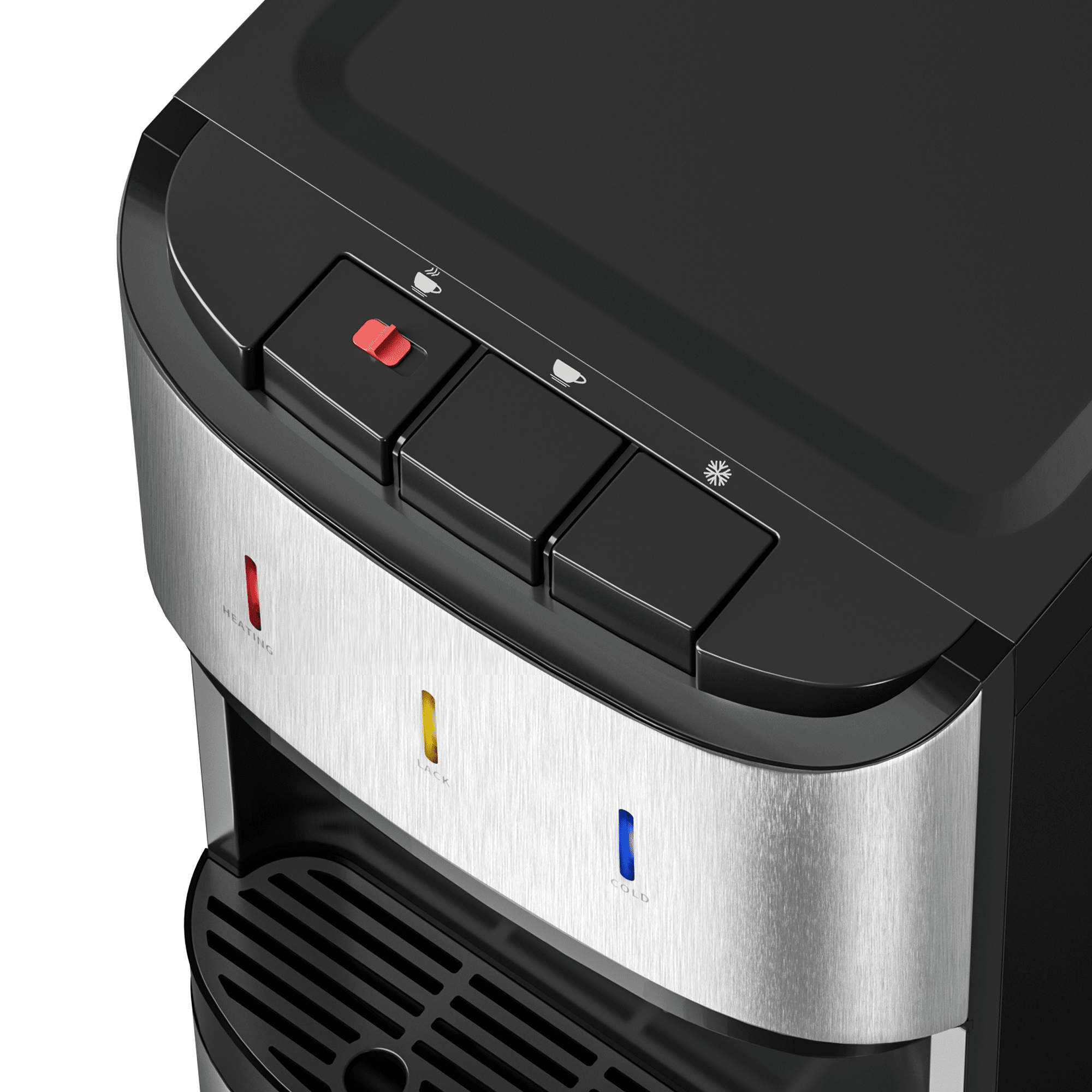 UrbanSync Bottom Loadingd Water Dispenser for 5 Gallon Bottle, 3 Temperatures (Hot, Cold and Room) with Safety Lock, LED Lighting, Water Shortage Alert, Silver-Gray