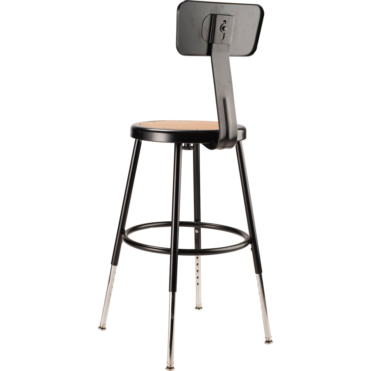 18.5 -26.5" Height Adjustable Heavy Duty Steel Stool with Backrest - Black