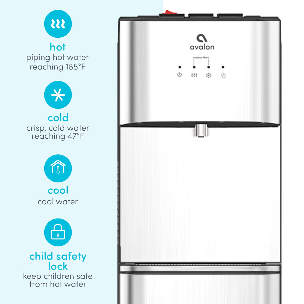 Avalon Bottom Loading Stainless Steel Water Cooler with Filtration, 5 Gallon Capacity