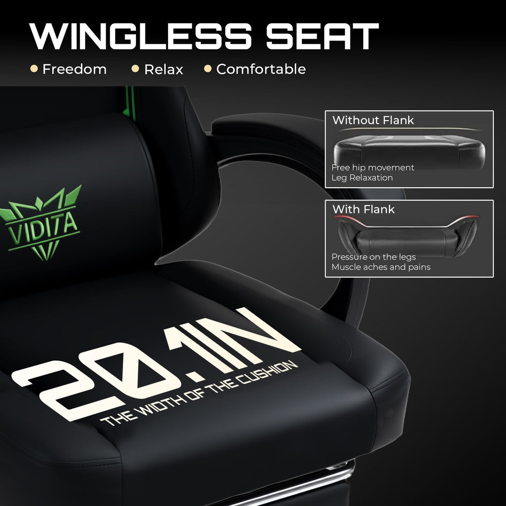 Alvantor Gaming Chair with Footrest & Massage, High Back PU Leather, Black/Blue/Red