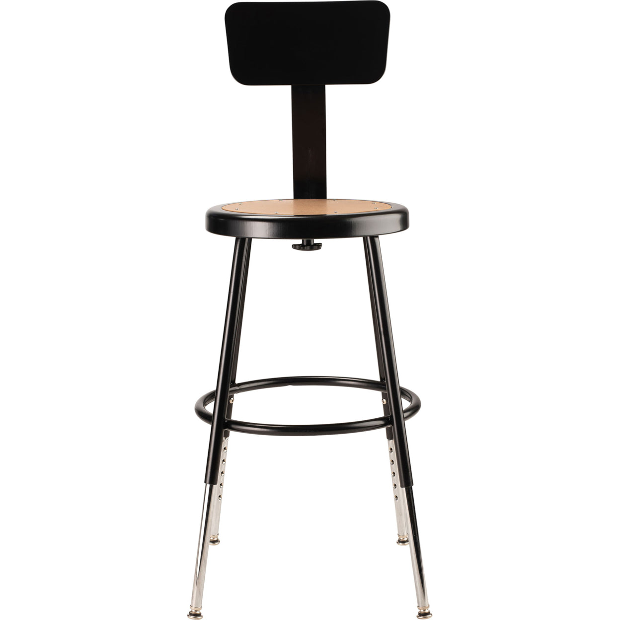 18.5 -26.5" Height Adjustable Heavy Duty Steel Stool with Backrest - Black