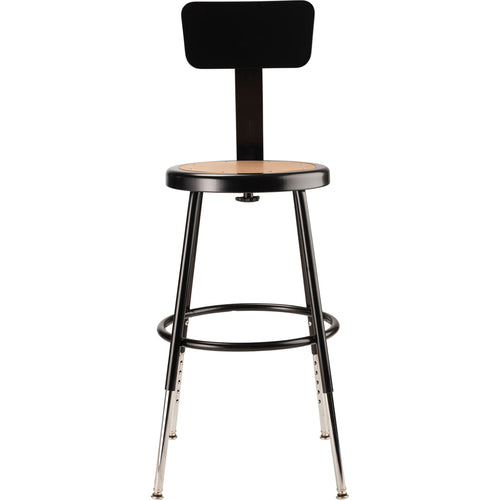 18.5 -26.5" Height Adjustable Heavy Duty Steel Stool with Backrest - Black