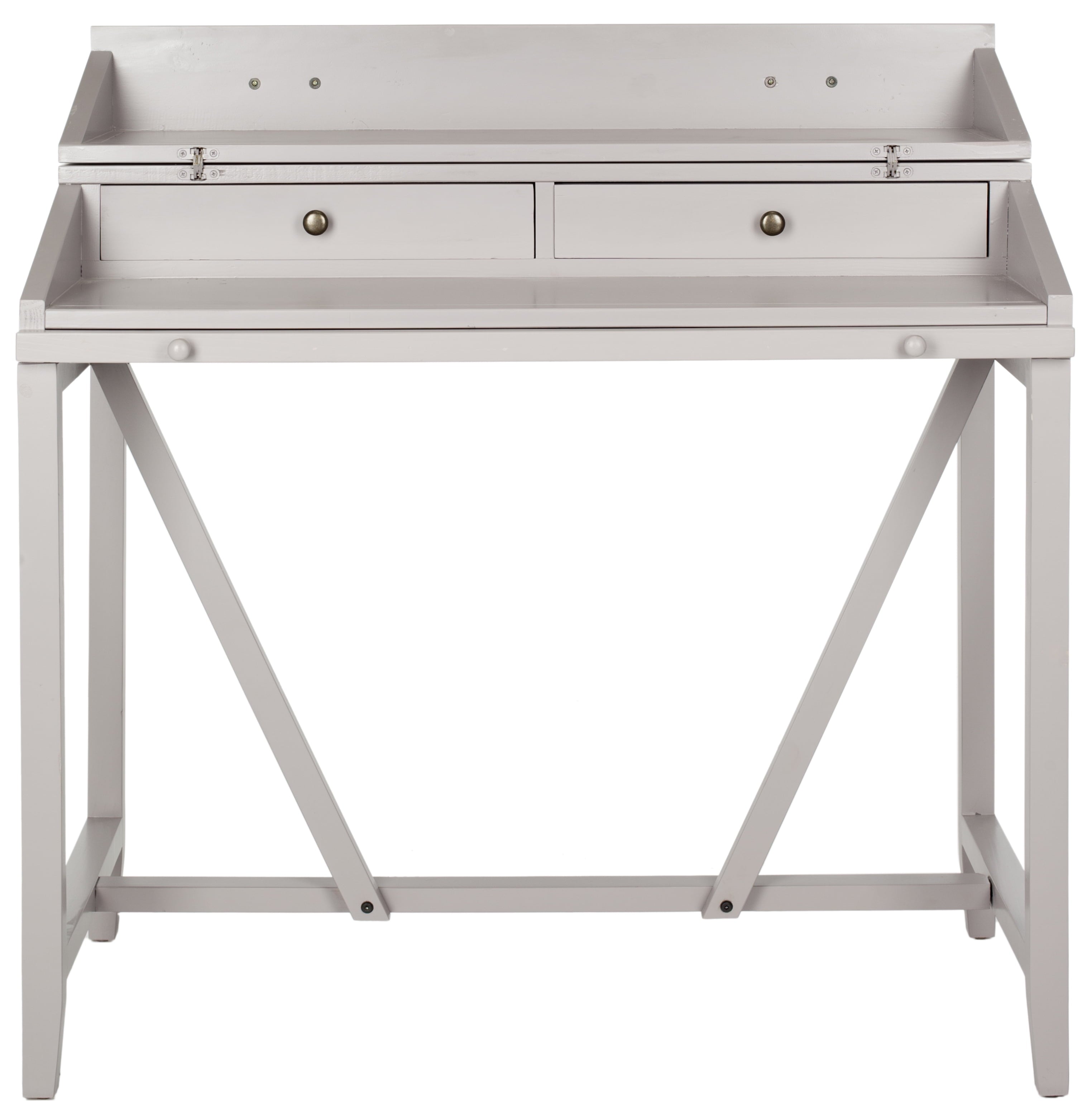 SAFAVIEH Wyatt Industrial Rustic Writing Desk w/ Pull Out, Quartz Grey