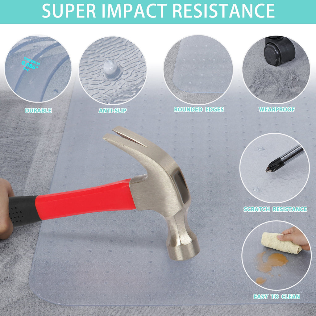 ZenSports 46"W x 60"L Clear PVC Chair Mat Office Mat for Carpet W/Cleats, Phthalate Free