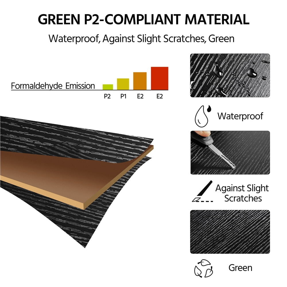 Alden Design Wooden Home Office Computer Desk with Drawers and Keyboard Tray, Black