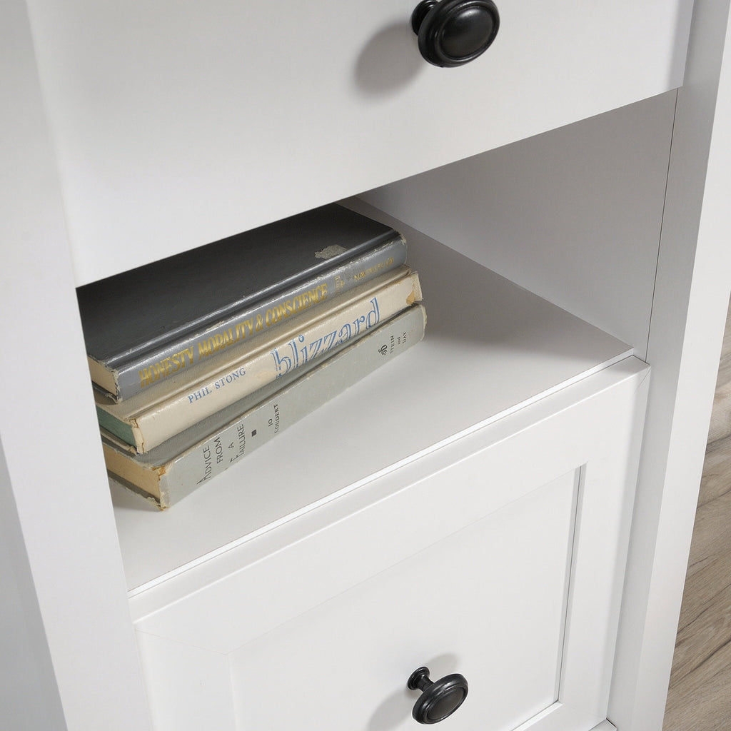 Sauder County Line L-Shaped Desk with File Drawer, Soft White Finish