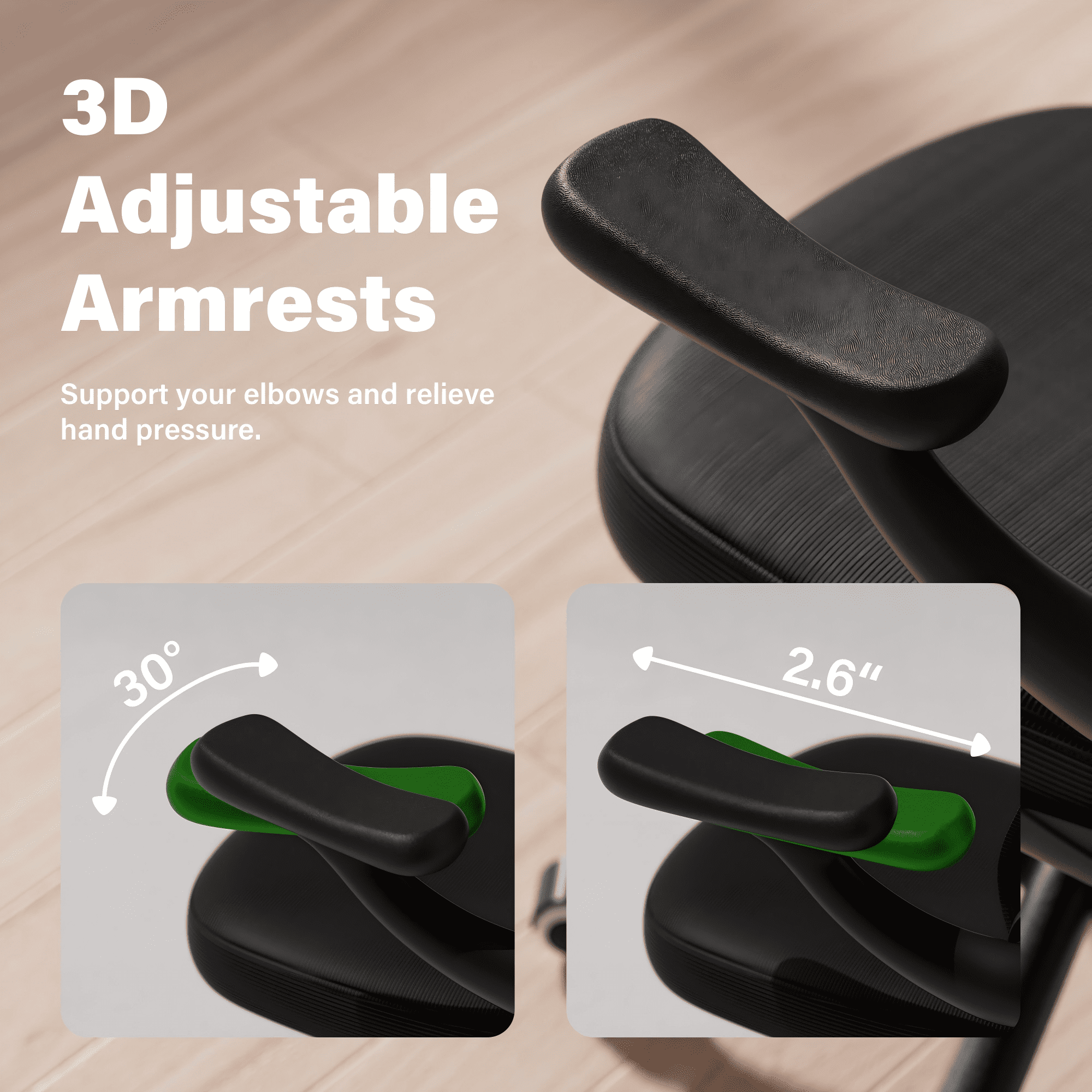 HomeZeer Comfy Mesh Office Chair, Middle Back Ergomomic Office Chair with 3D Armrests, Computer Desk Chair with Adjustable Lumbar Support, Wide Seat Swivel Home Office Chair 300lbs, Black