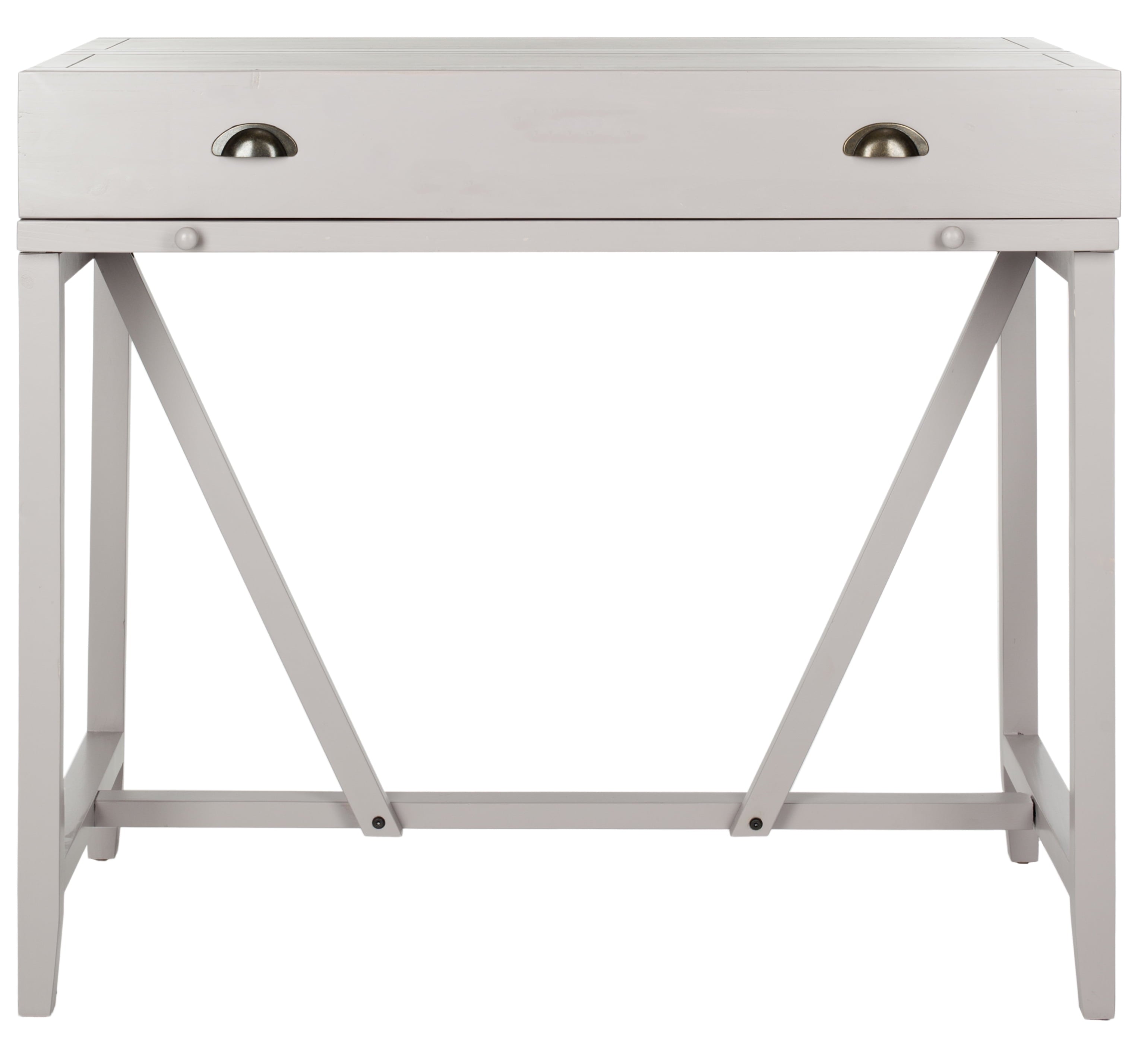 SAFAVIEH Wyatt Industrial Rustic Writing Desk w/ Pull Out, Quartz Grey