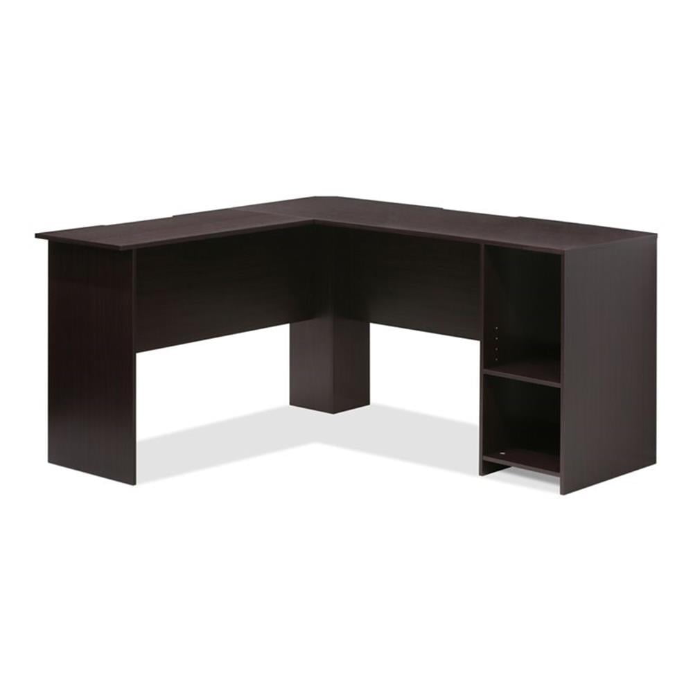 Furinno Indo L-Shaped Desk with Bookshelves, Espresso