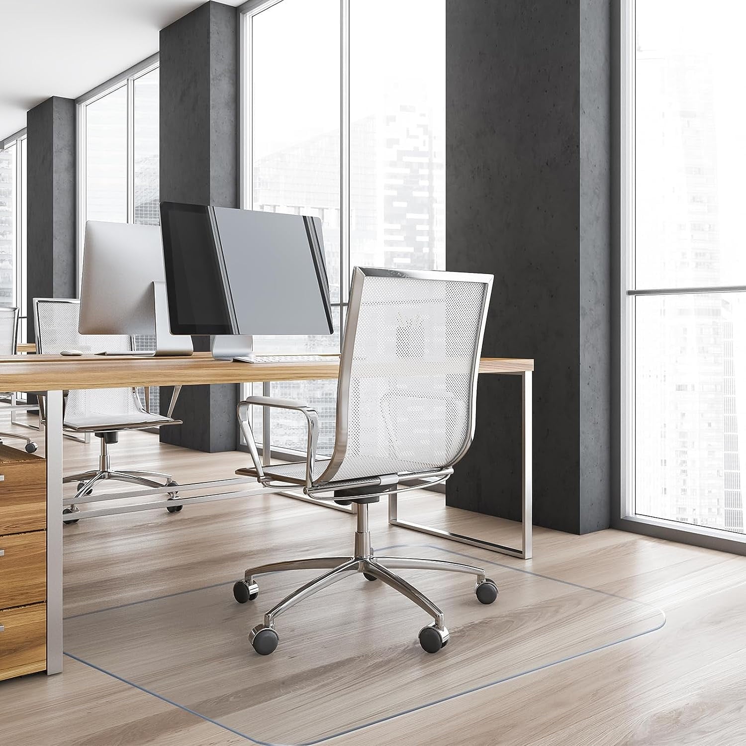 Yecaye PVC Heavy Duty Desk Chair Floor Mat for Hardwood Floor 36" x 48", Home Office Protector Mat, Clear