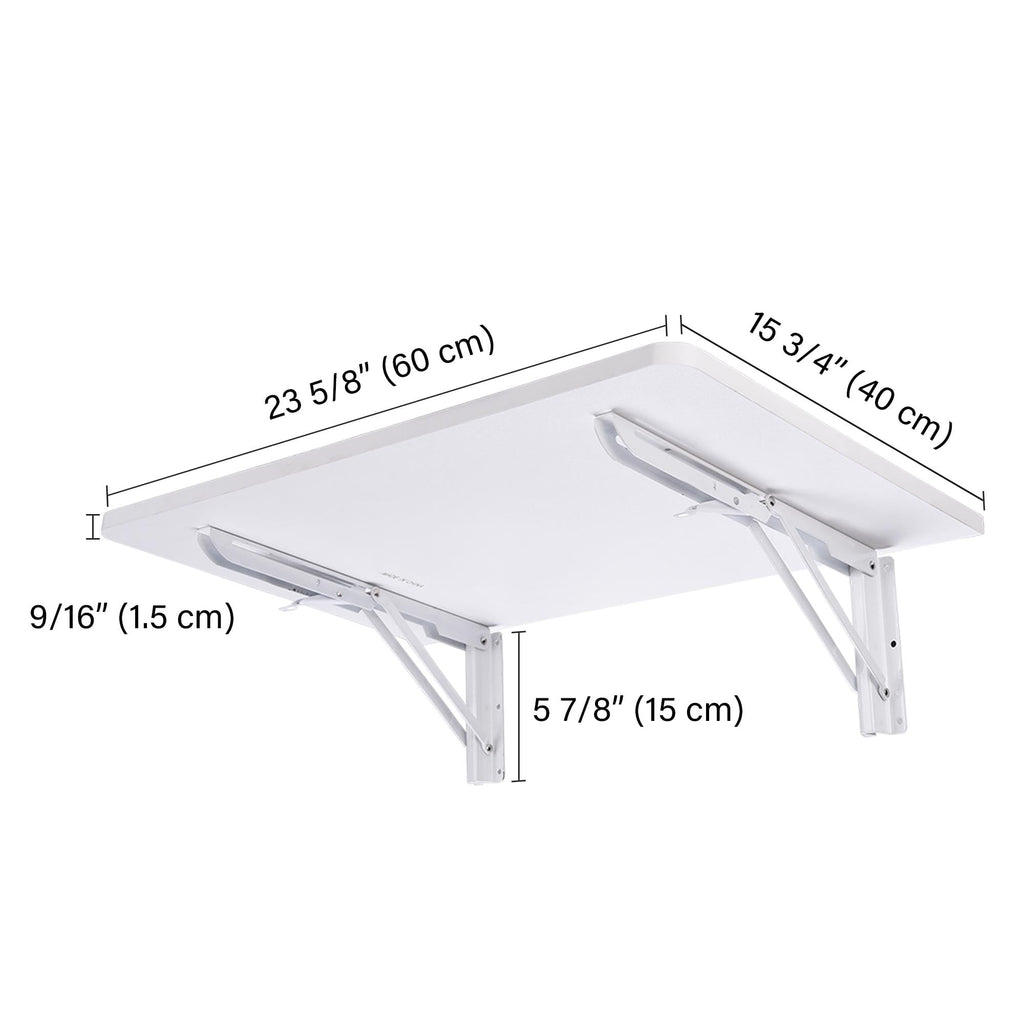 Yescom Wall Mounted Floating Folding Desk Wooden PC Dining Drop Leaf Table 24"x16" 50lbs Weight Capicity for Study White