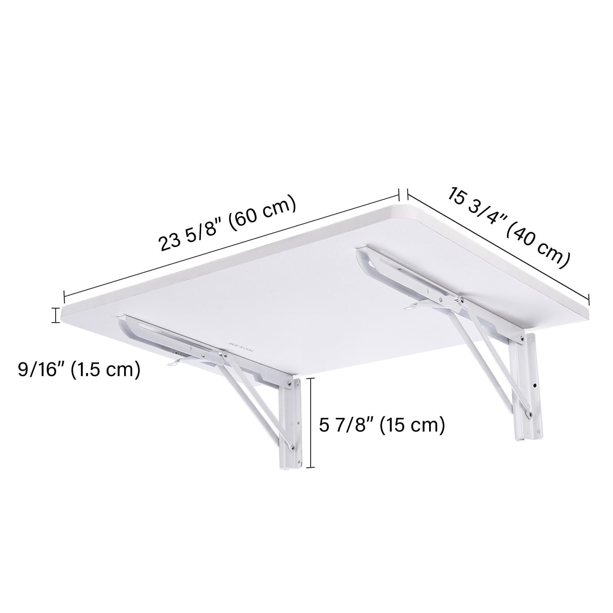 Yescom Wall Mounted Floating Folding Desk Wooden PC Dining Drop Leaf Table 24"x16" 50lbs Weight Capicity for Study White