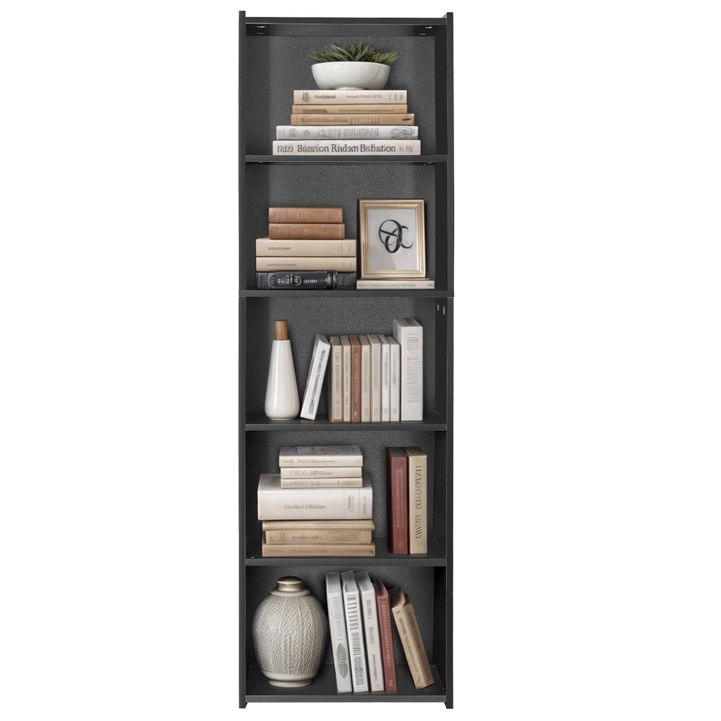 ZENSTYLE 5 Tier Bookcase Bookshelf Storage Wall Shelf Organizer Display Stand Home Office Black