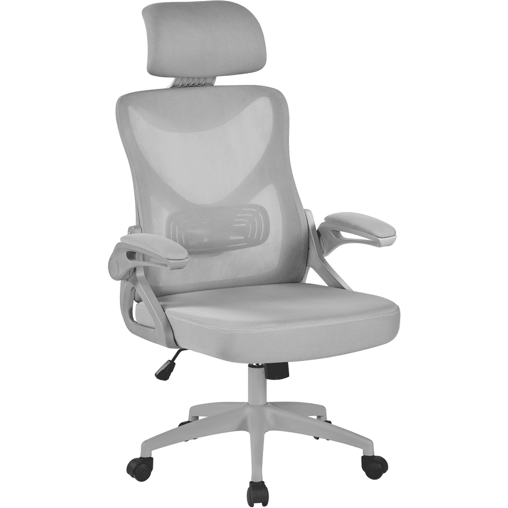 Alden Design High Back Ergonomic Mesh Office Chair with Adjustable Padded Headrest, White/Black