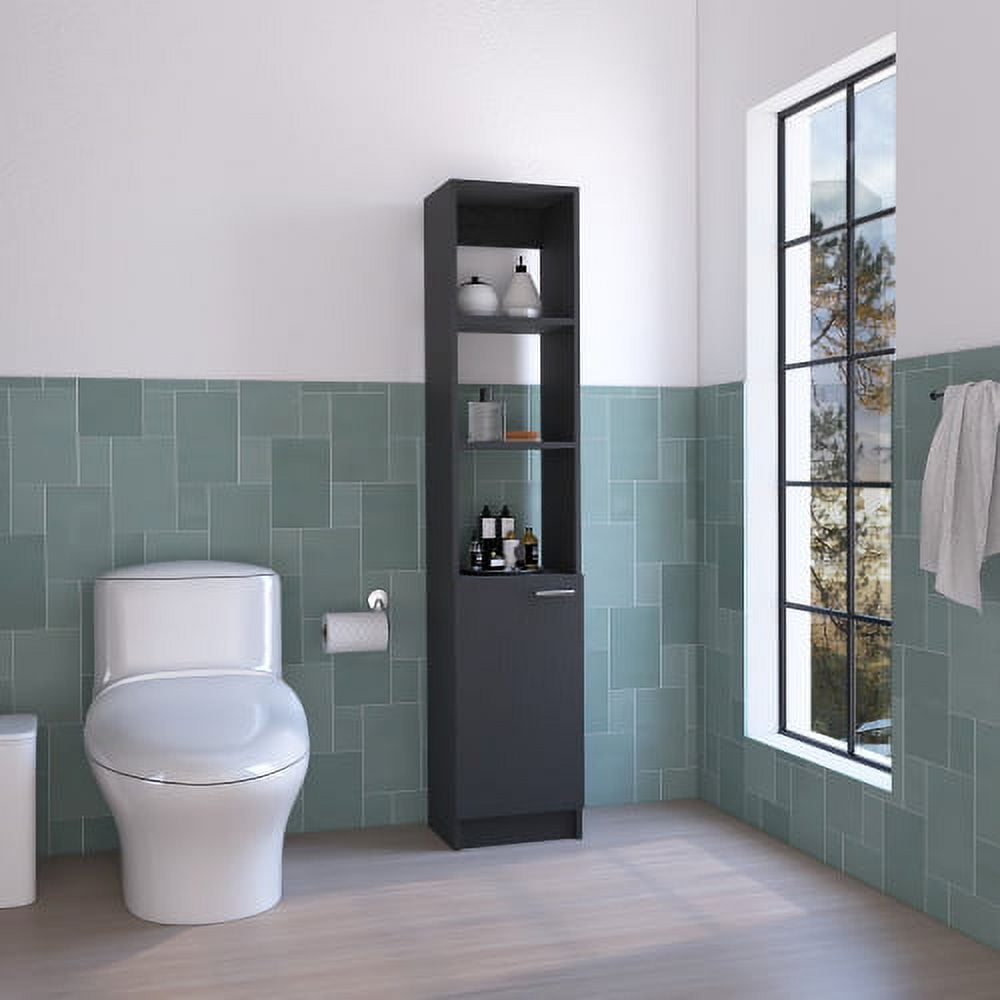 DUOSONG Vanguard Linen Cabinet, Three Shelves, Four Drawers -White White Particle Board Furniture Office File Cabinets & Storage Cabinets