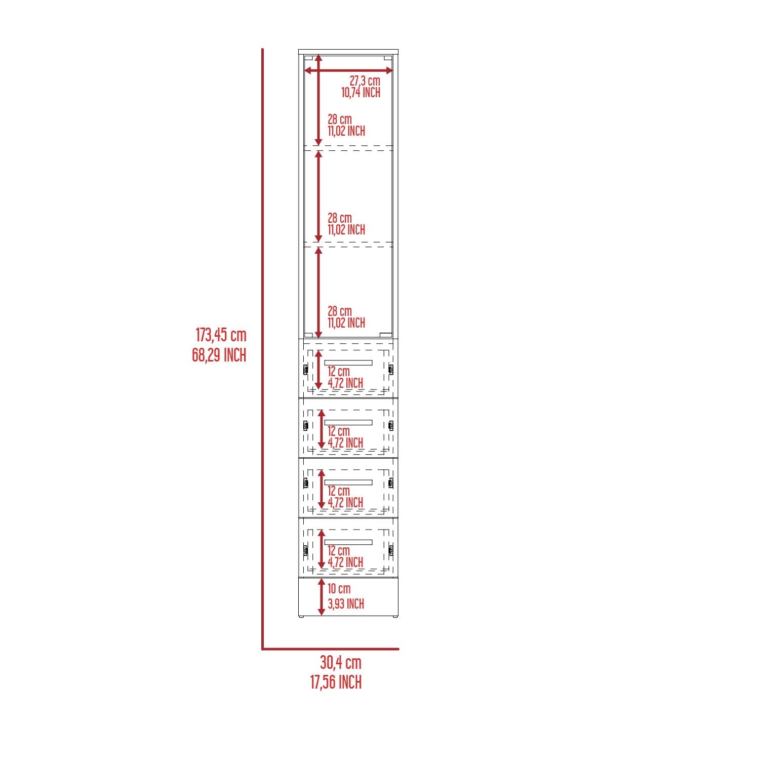 DUOSONG Vanguard Linen Cabinet, Three Shelves, Four Drawers -White White Particle Board Furniture Office File Cabinets & Storage Cabinets