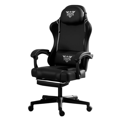 Alvantor Gaming Chair with Footrest & Massage, High Back PU Leather, Black/Blue/Red