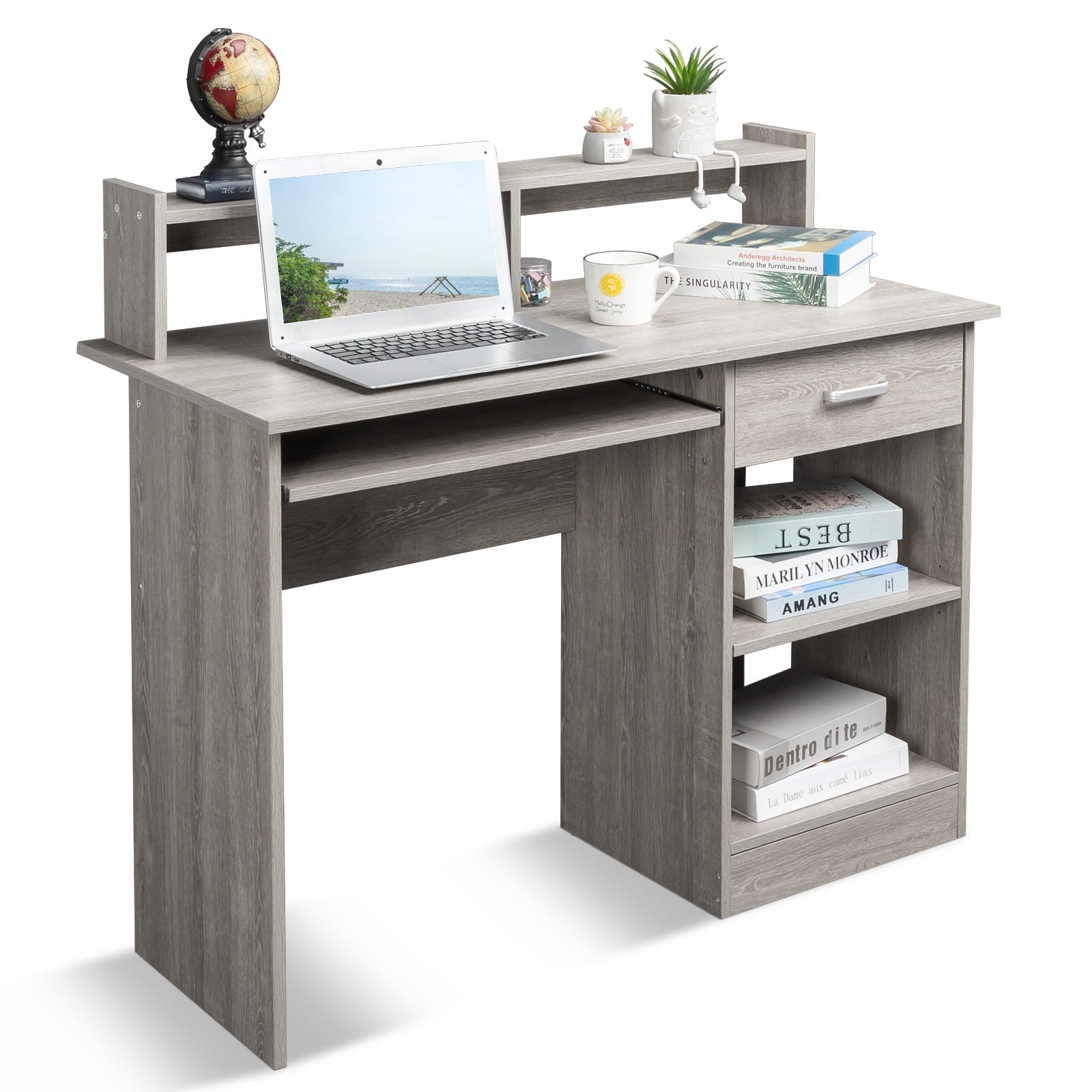 Ktaxon Computer Desk Home Office Workstation Laptop Table Drawer Shelf Furniture White