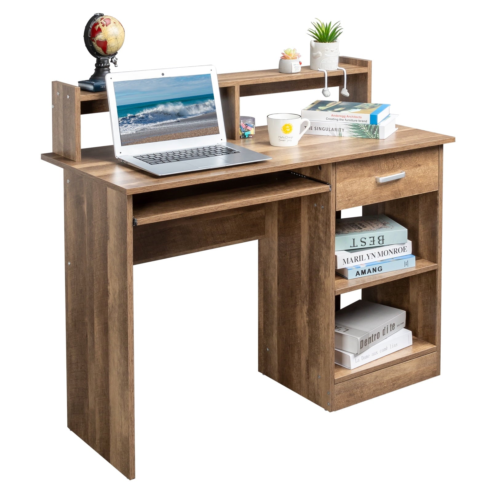 Ktaxon Computer Desk Home Office Workstation Laptop Table Drawer Shelf Furniture White