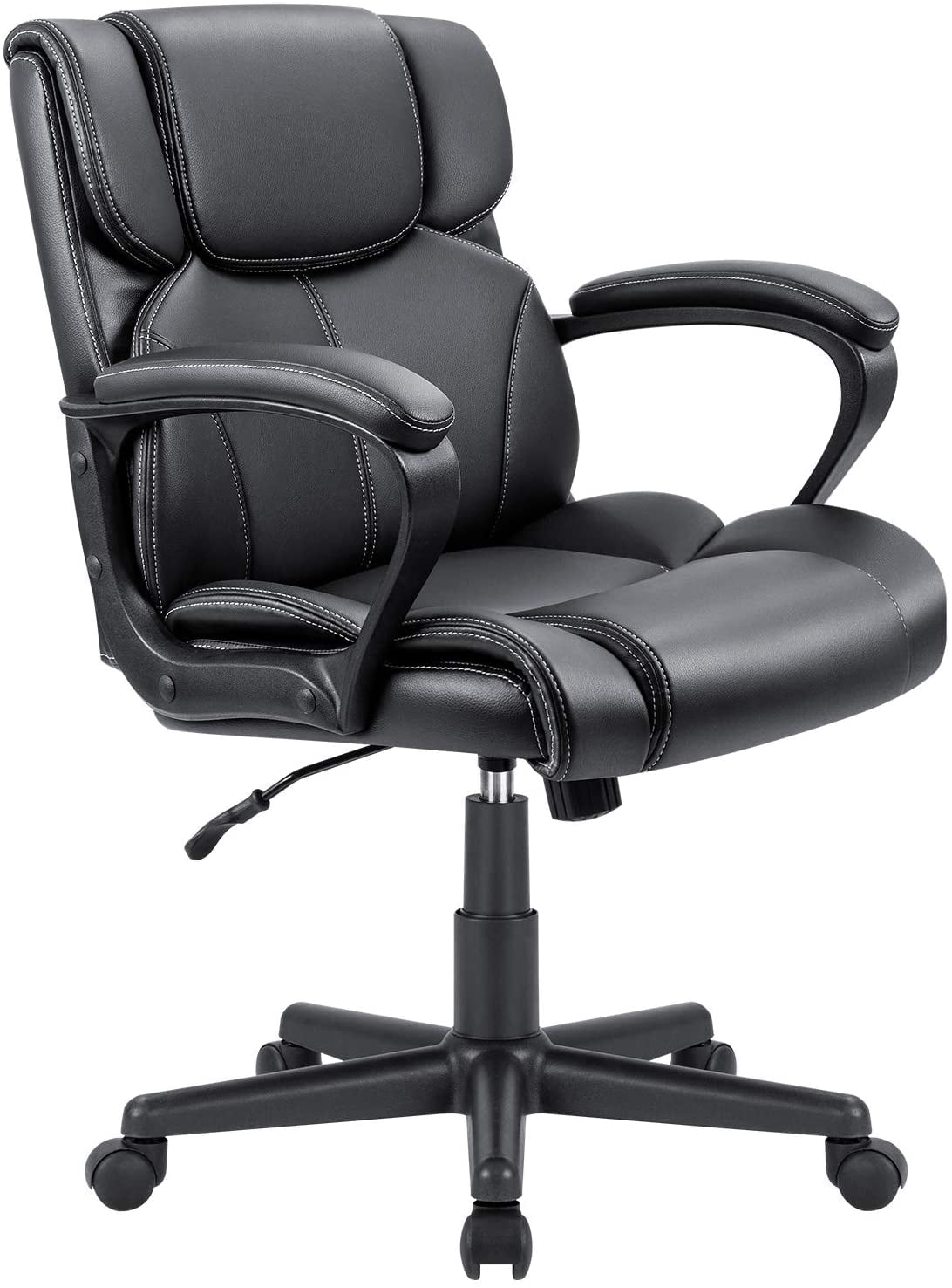 Lacoo Mid-Back Faux Leather Ergonomic Executive Office Desk Chair, Black