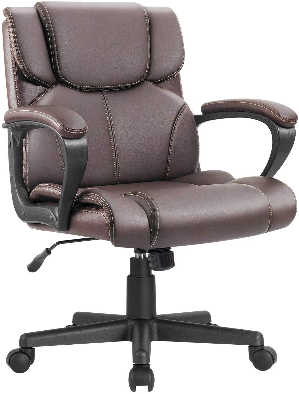 Lacoo Mid-Back Faux Leather Ergonomic Executive Office Desk Chair, Black