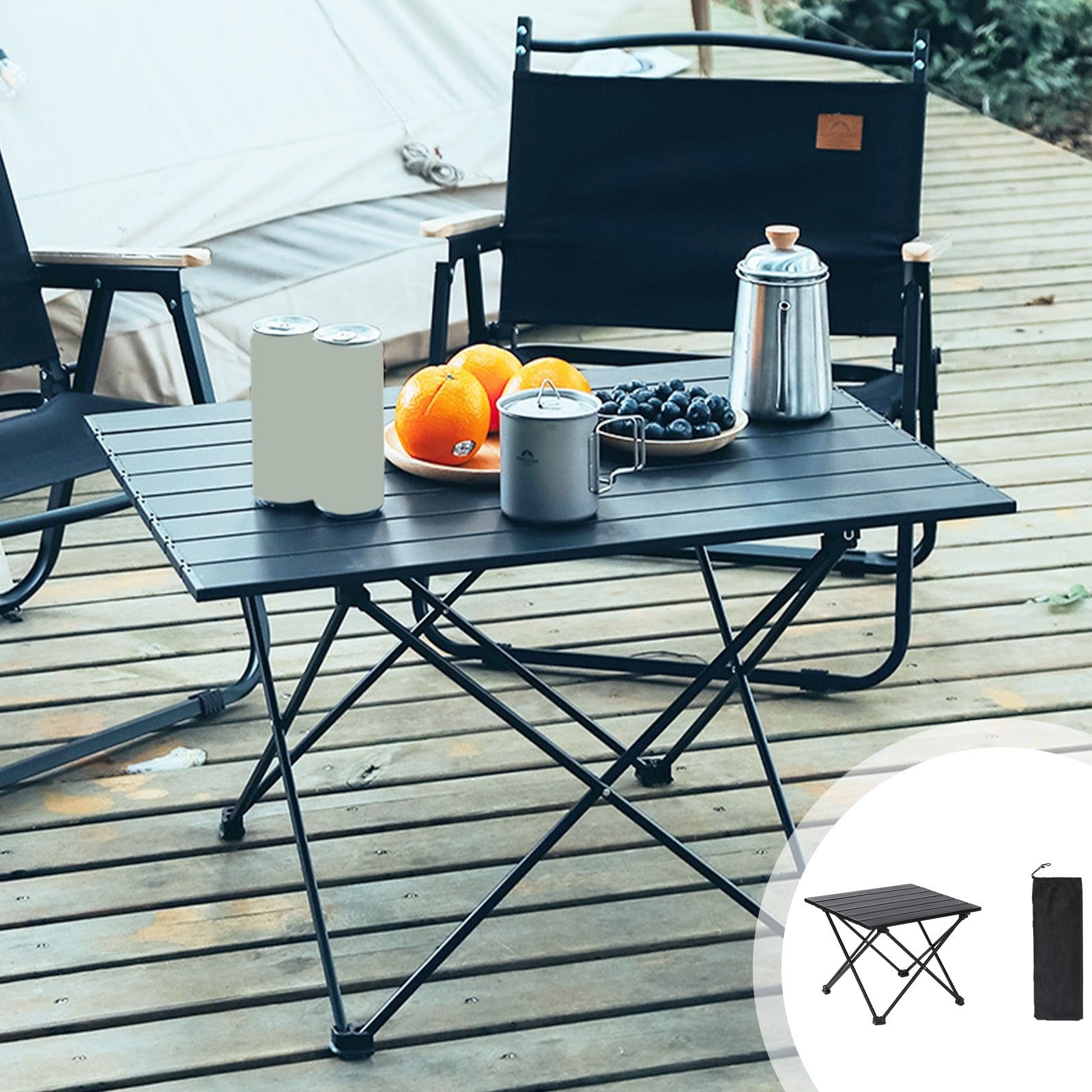 Oneshit Outdoor iron tabletop folding table Iron tabletop portable roller shutter table with large capacity storage bag Outdoor mini folding table suitable for camping Spring Clearance