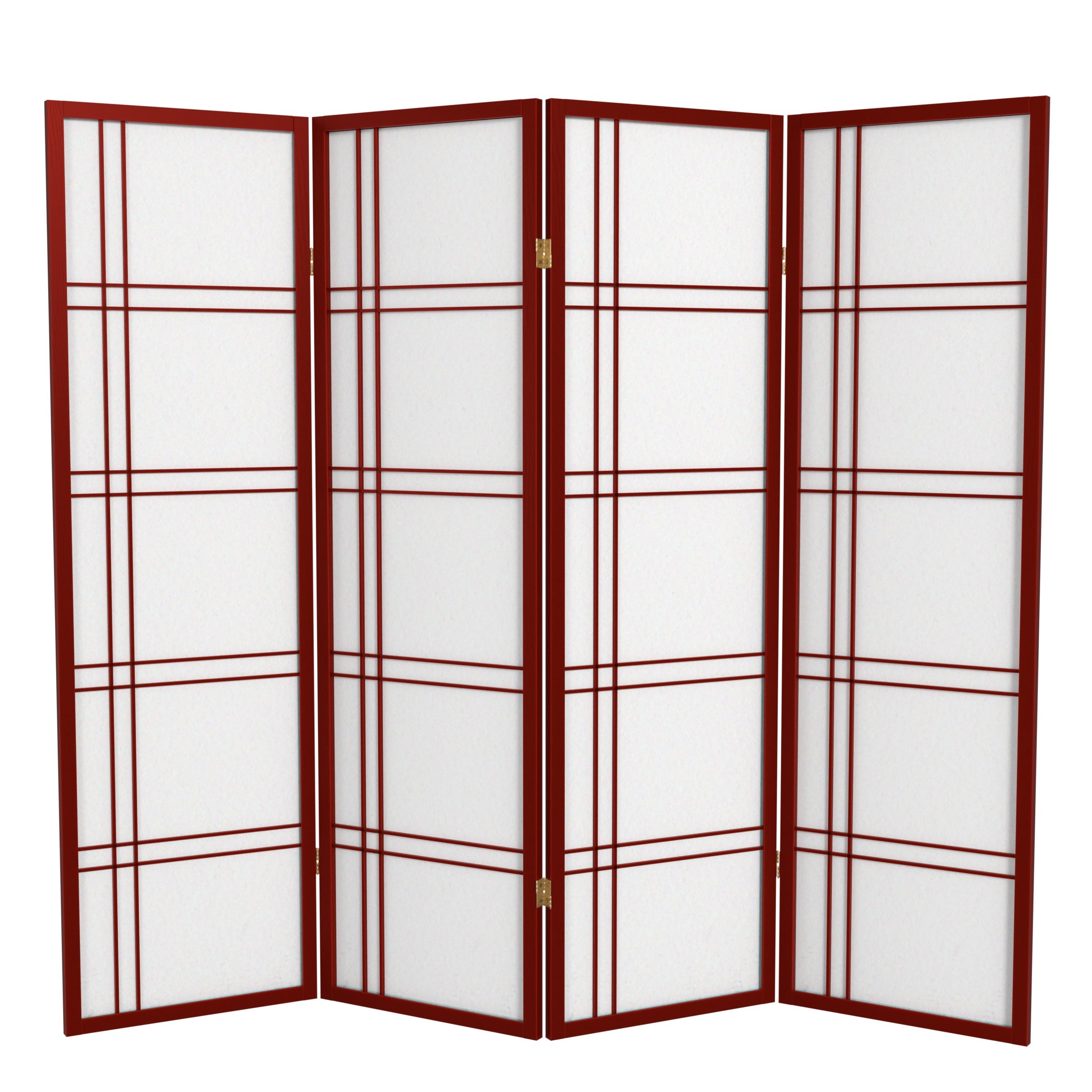 Red Lantern 6 ft. Tall Double Cross Shoji Screen - Black - 3 Panels