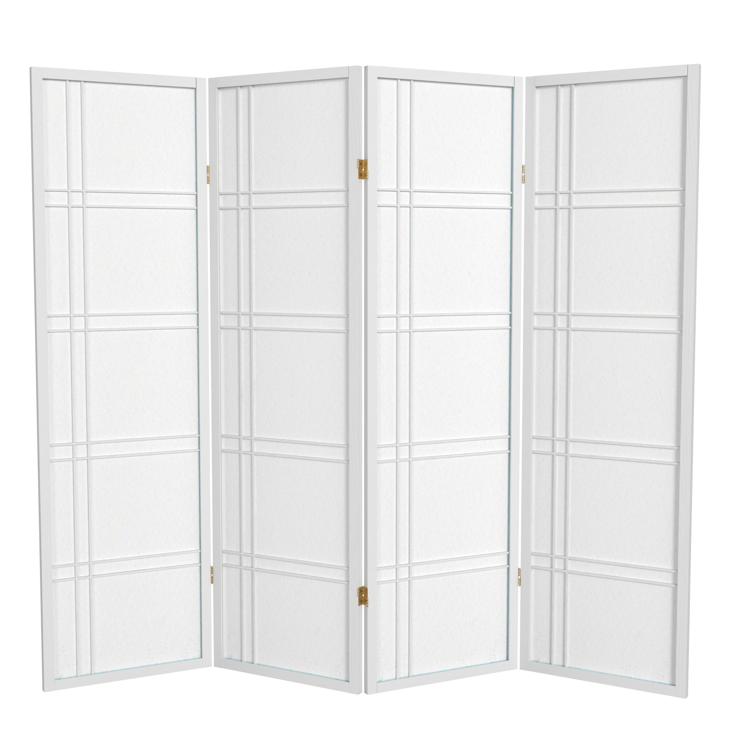 Red Lantern 6 ft. Tall Double Cross Shoji Screen - Black - 3 Panels