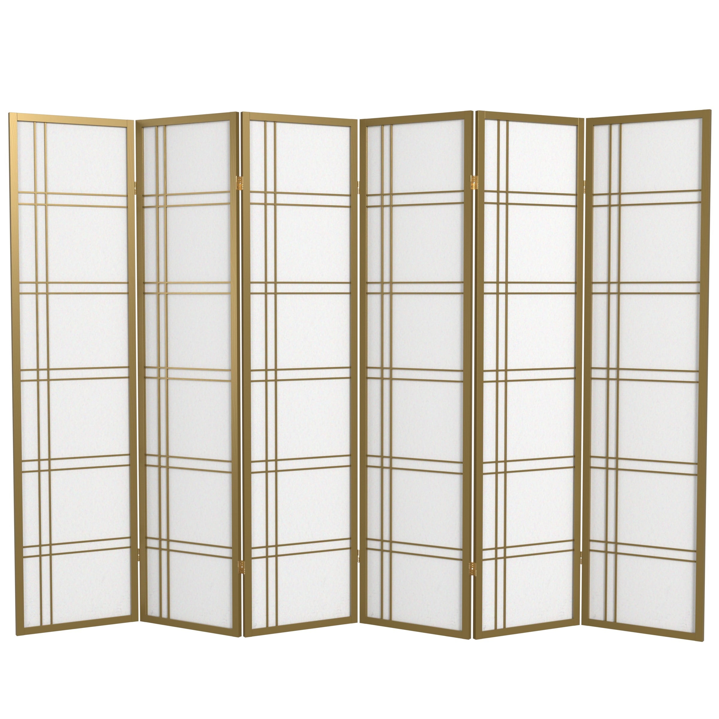 Red Lantern 6 ft. Tall Double Cross Shoji Screen - Black - 3 Panels