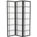 Red Lantern 6 ft. Tall Double Cross Shoji Screen - Black - 3 Panels