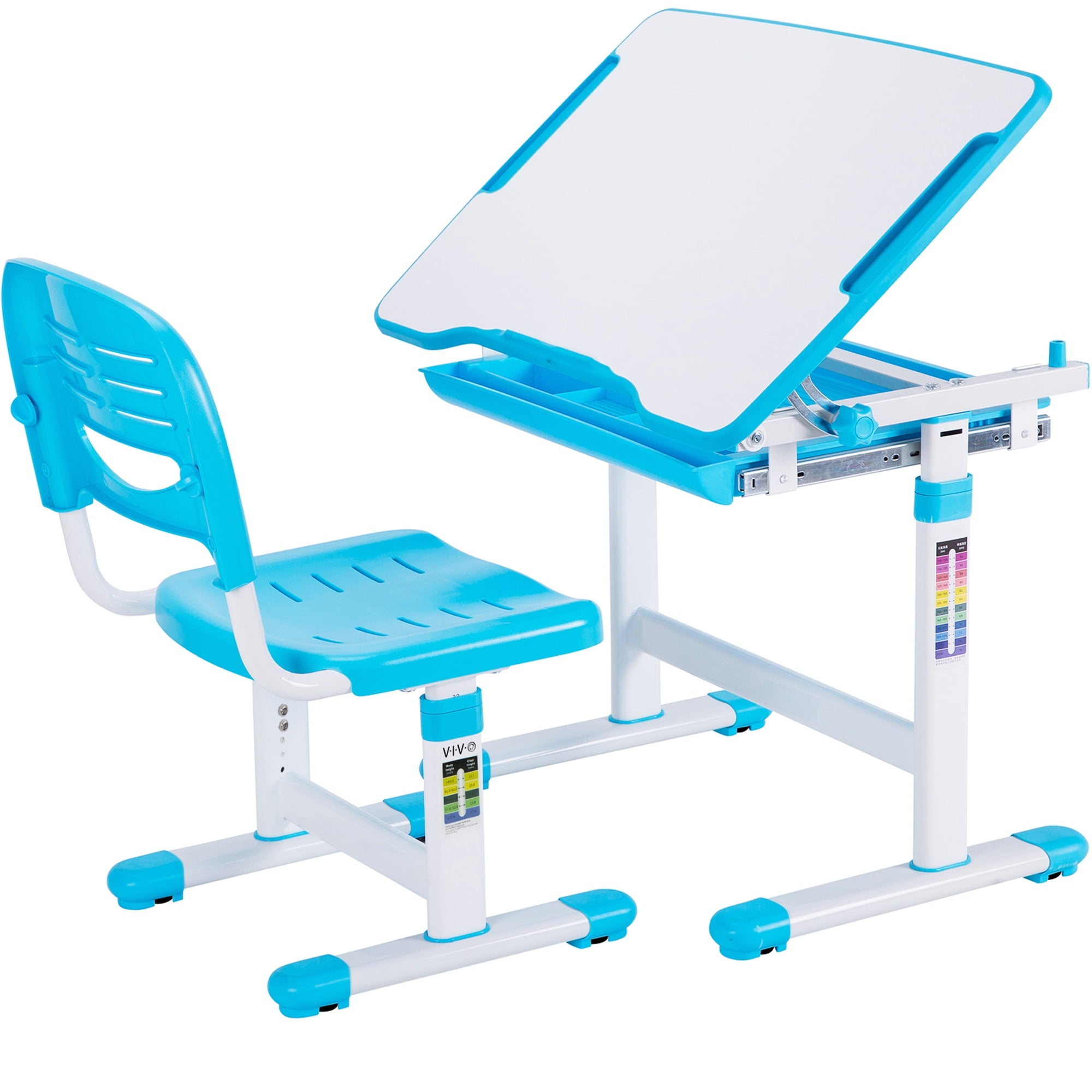 VIVO Height Adjustable Childrens Desk & Chair Kids Interactive Work Station Grey
