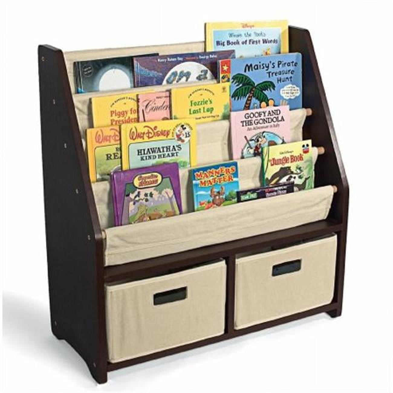 WonkaWoo Kids Sling Wooden Bookshelf for Toddlers and Small Children