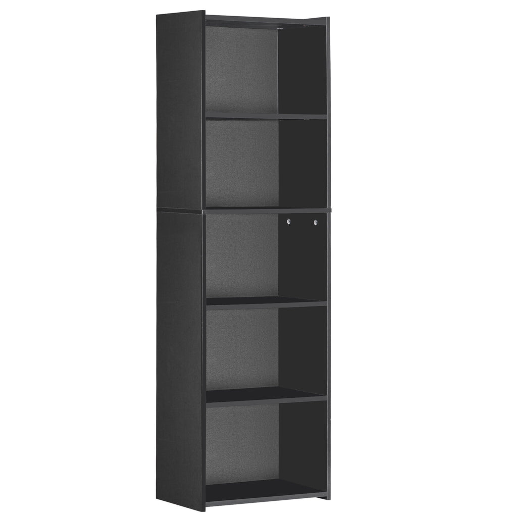 ZENSTYLE 5 Tier Bookcase Bookshelf Storage Wall Shelf Organizer Display Stand Home Office Black