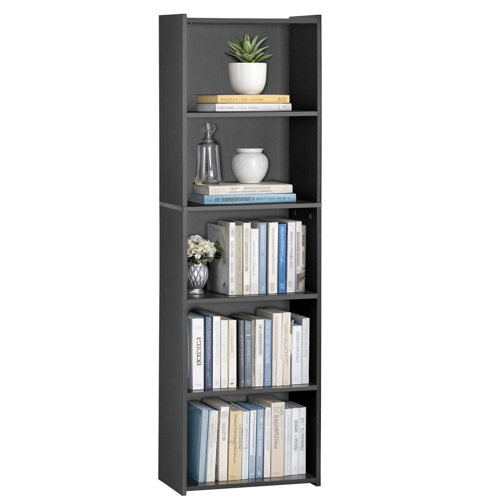 ZENSTYLE 5 Tier Bookcase Bookshelf Storage Wall Shelf Organizer Display Stand Home Office Black
