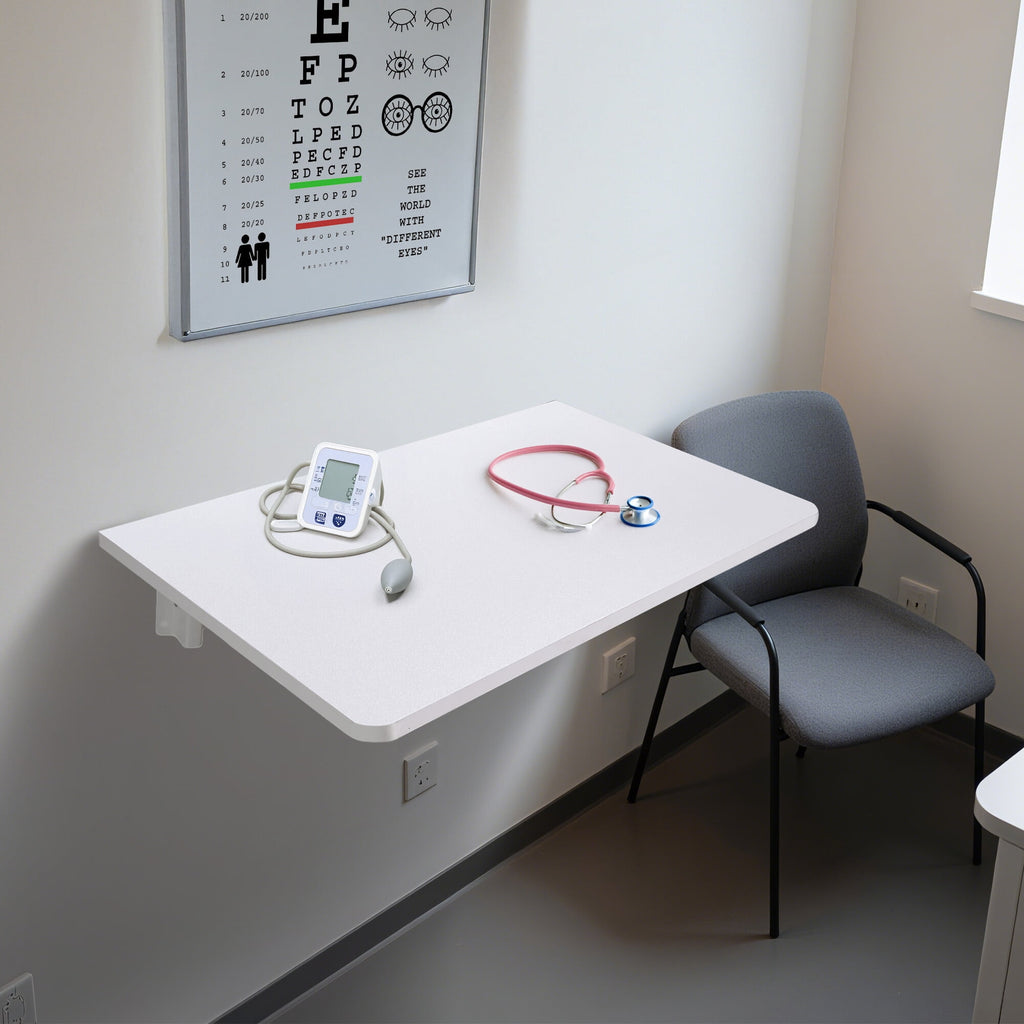 Yescom Wall Mounted Floating Folding Desk Wooden PC Dining Drop Leaf Table 24"x16" 50lbs Weight Capicity for Study White