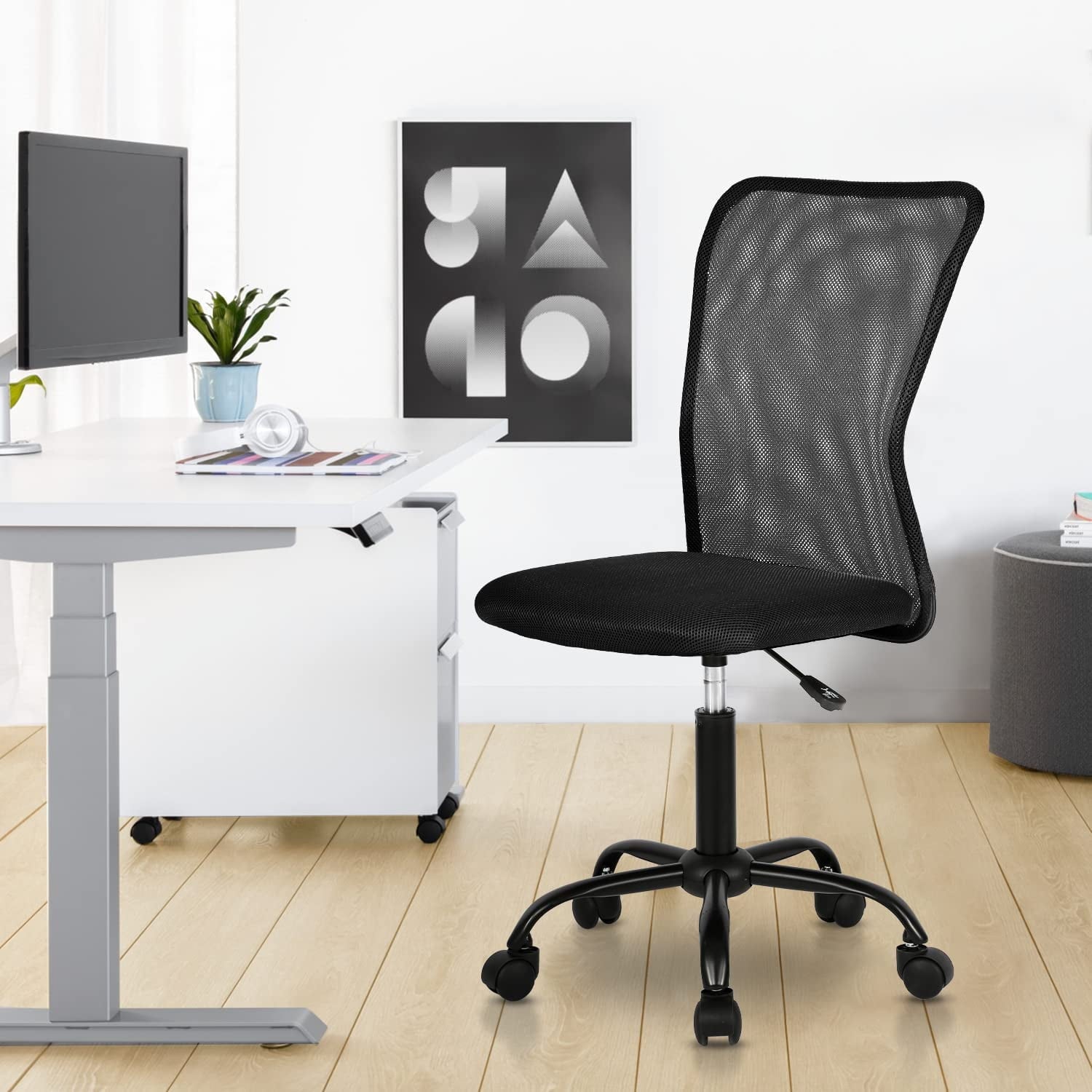 NiamVelo Executive Mesh Office Chair Armless Computer Chairs Adjustable Desk Chair with Lumbar Support for Adults, Black