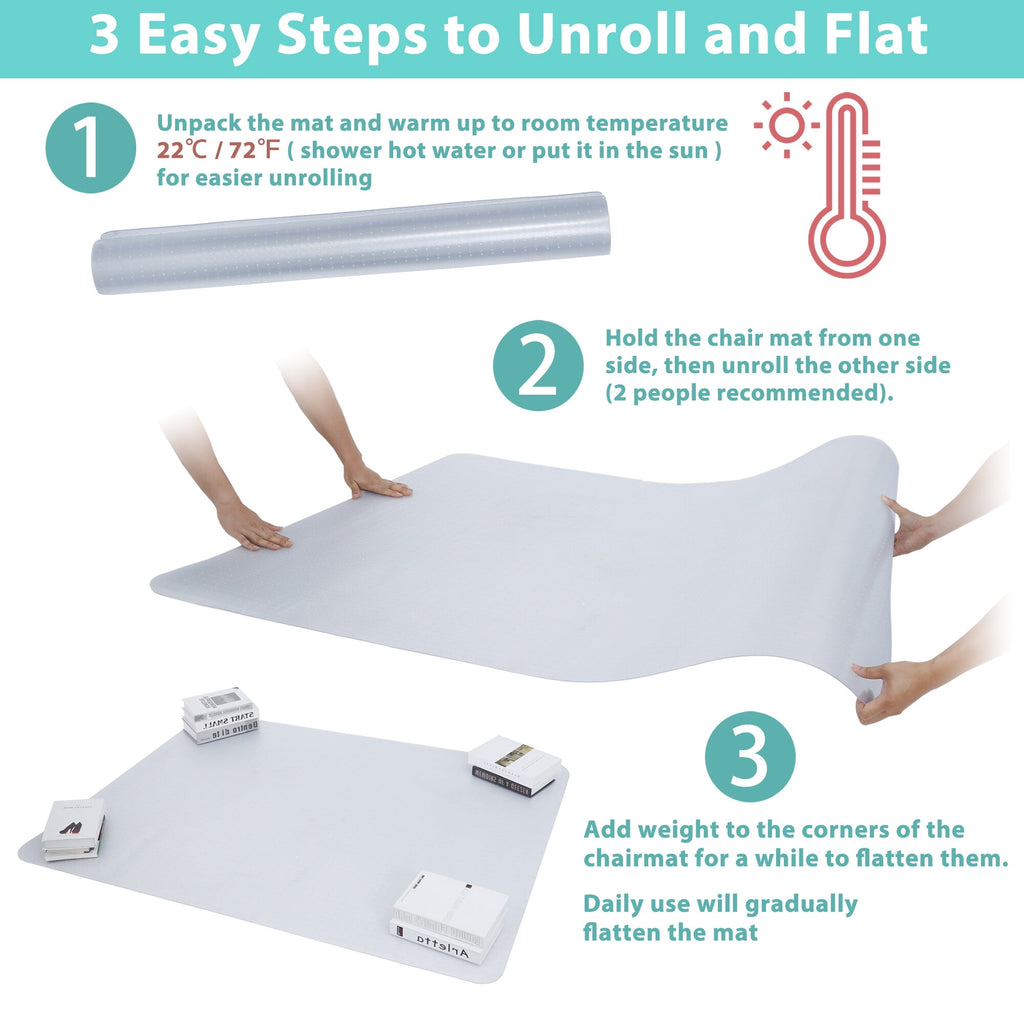 ZenSports 46"W x 60"L Clear PVC Chair Mat Office Mat for Carpet W/Cleats, Phthalate Free