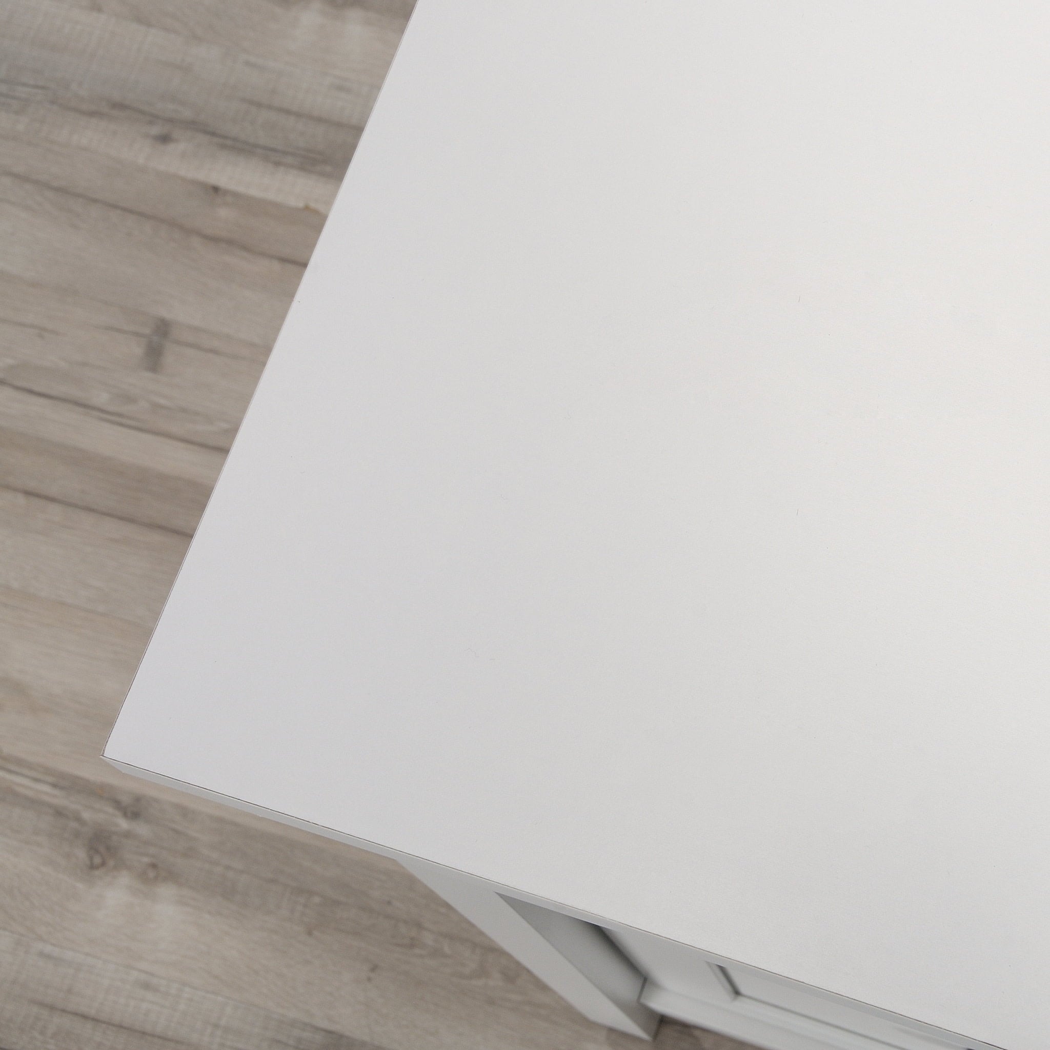 Sauder County Line L-Shaped Desk with File Drawer, Soft White Finish