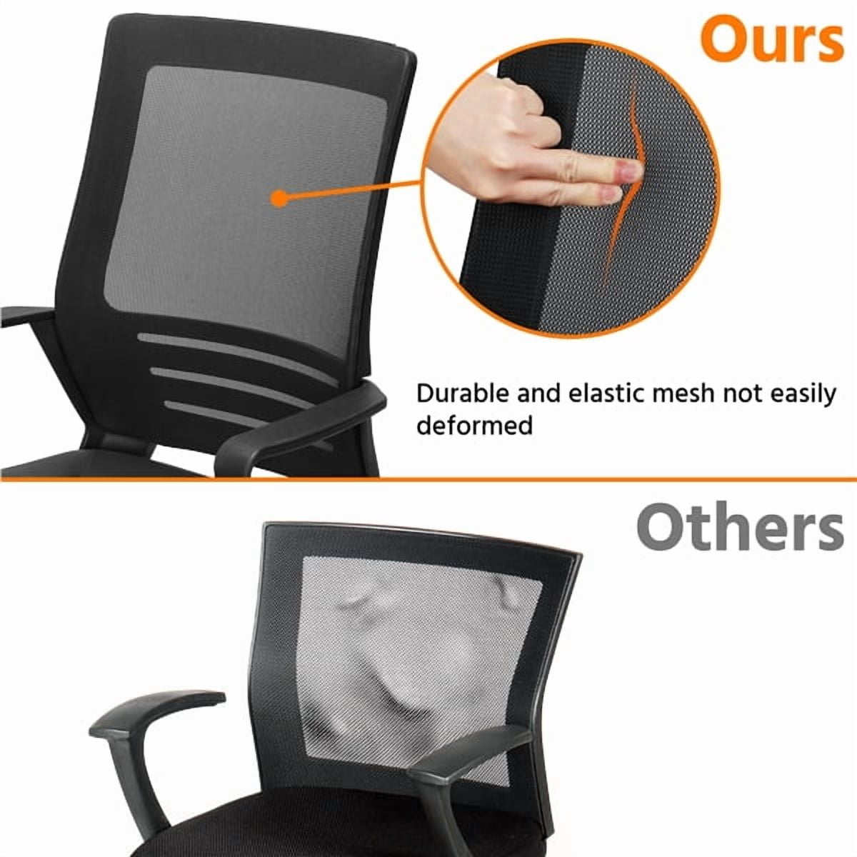 Yaheetech Swivel Mesh Office Chair with Leather Padded Seat and Armrests, Black