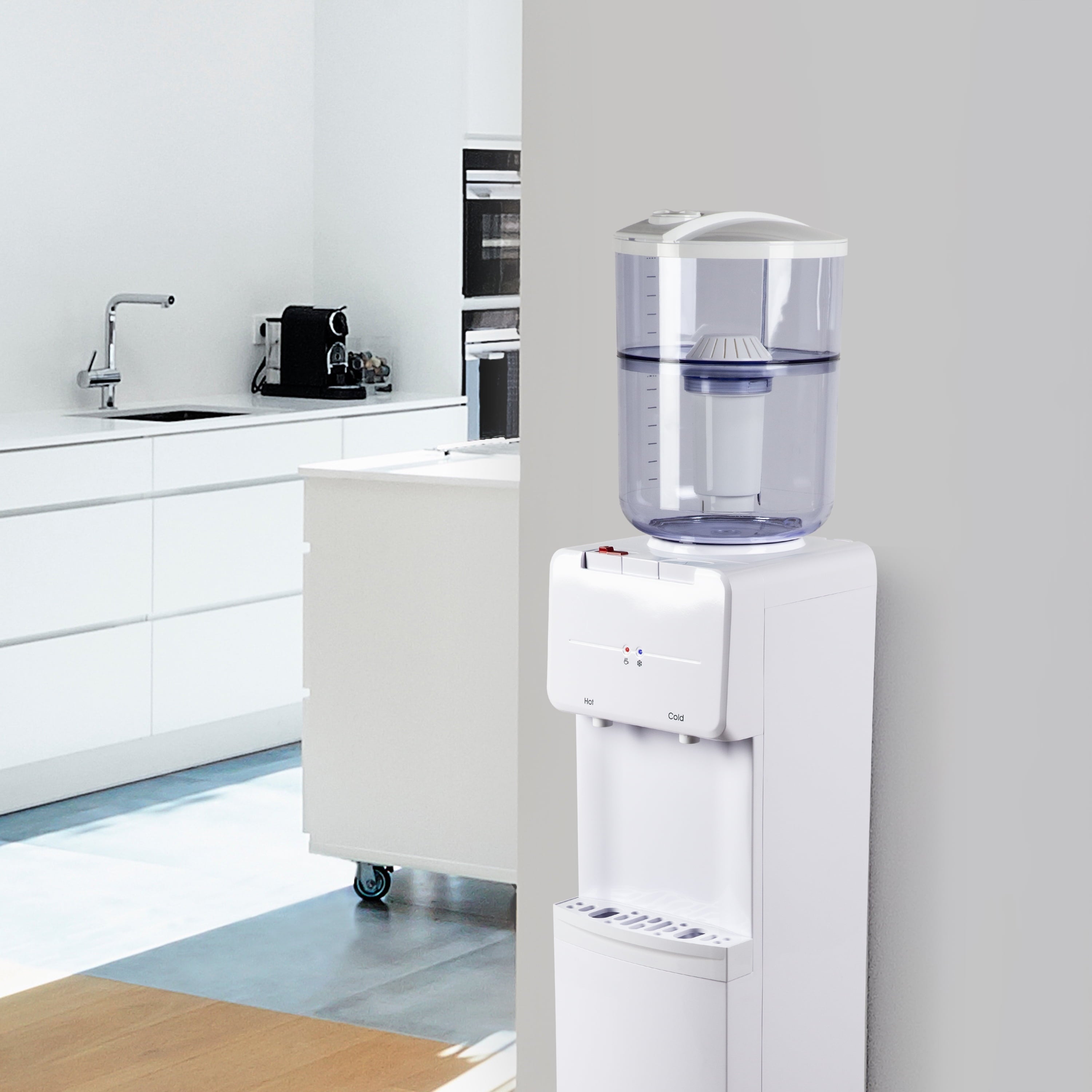 Great Value Top Loading Hot/Cold Temperature Water Dispenser, White Water Cooler