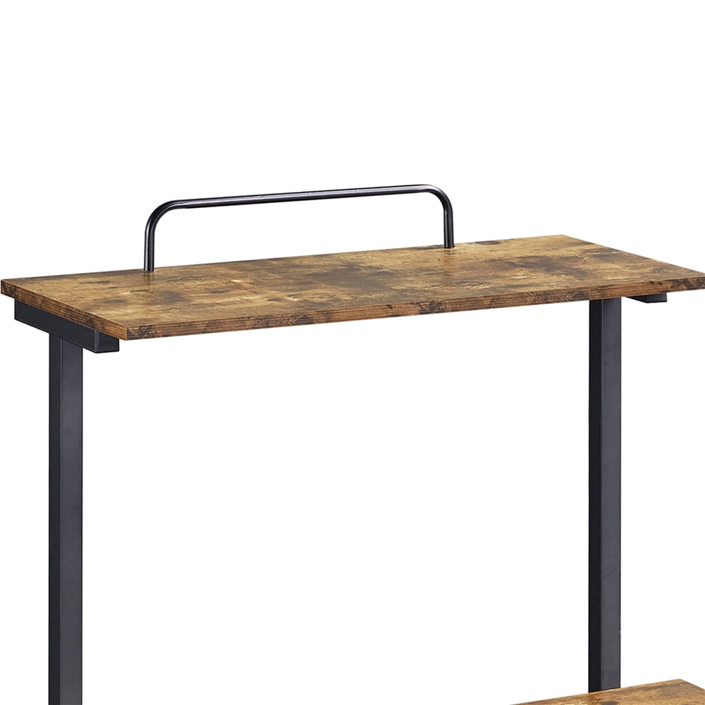 Topeakmart 2 Tiers Rolling Computer Desk with Printer Shelf and Keyboard Tray for Home Office, Rustic Brown