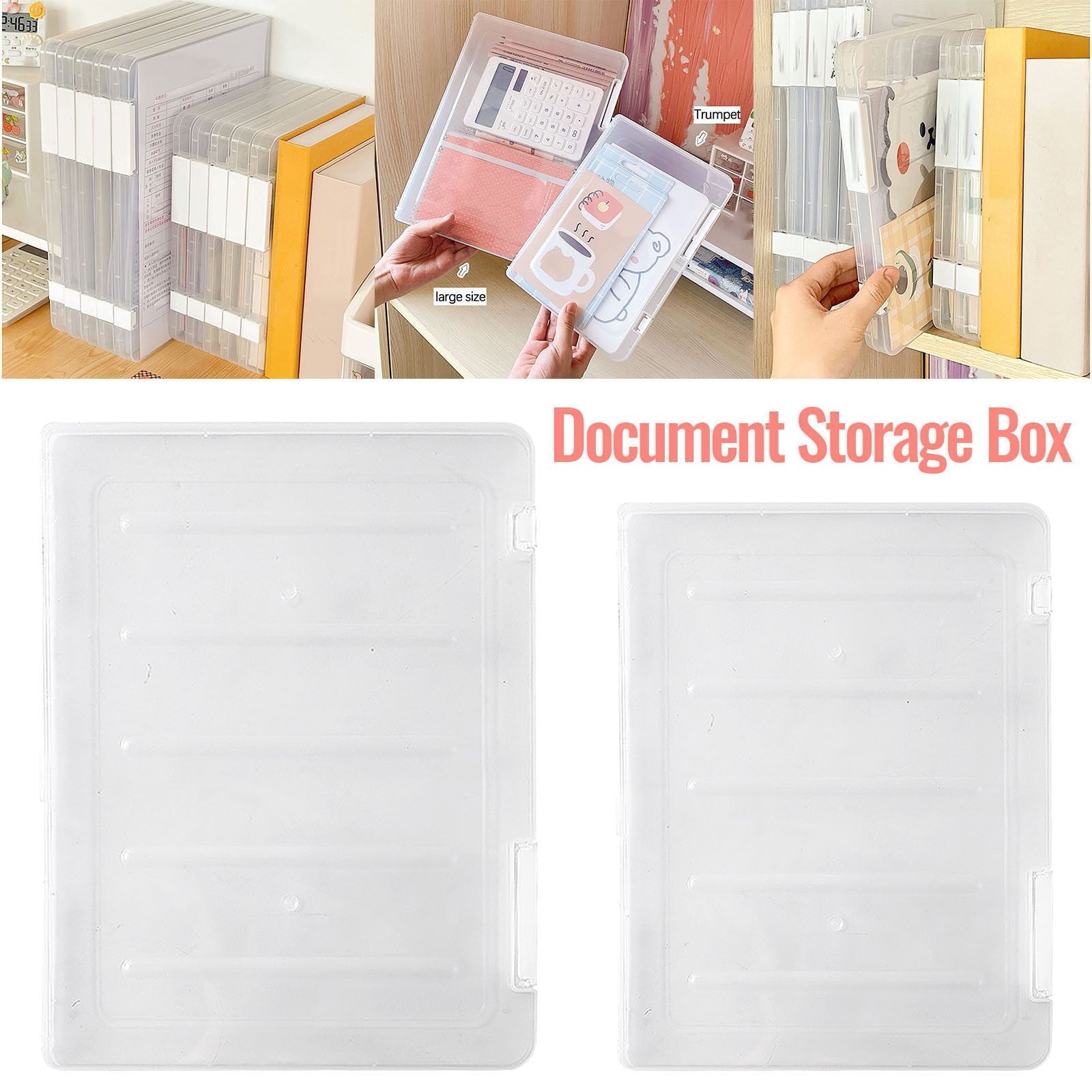 Clearance!XEOVHV Boxes File Storage Box, Document Holders Slim Portable Project Case, A5 File Organizer File Storage Case Plastic Magazines Magazine Office Folders A4 Protector Multipurpose